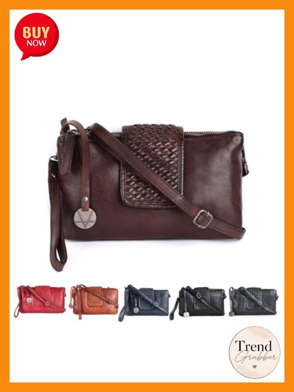 Genuine Leather Crossbody Sling Bag Woven Purse for Women